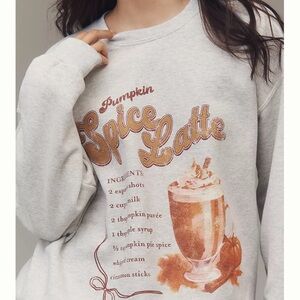 Anthropologie Pumpkin Spice Latte Sweatshirt Size Medium NWT